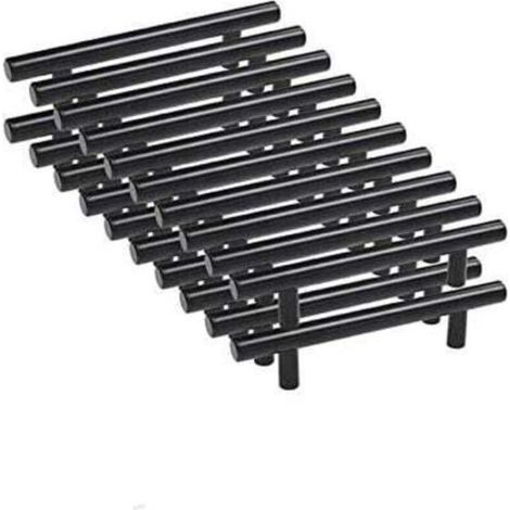 20pcs 96mm Acier Inoxydable T Barre Noir Cusine Poignée barre de porte d'Armoire avec Vis (1/3)
