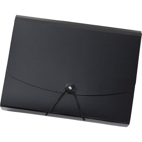 Pochette de rangement pour documents A4 multi-compartiments accordéon extensible avec fermeture élastique noire (1/5)