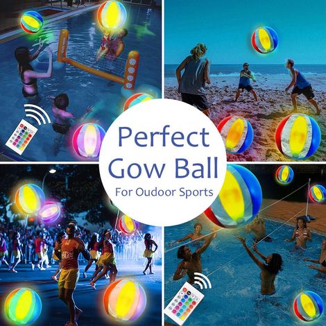 Aufblasbarer LED-Strandball mit Fernbedienung und 16 Lichtfarben – Bällebadspiele für Erwachsene und Kinder für Strand- und Poolpartys (1/5)