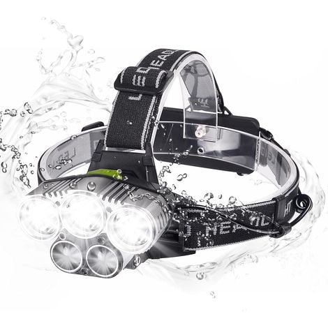 EASYCOMFORT Lampe frontale à LED, Lampe frontale de sport USB rechargeable 6 modes d'éclairage 5000 lumens antichoc pour la randonnée, la course à pied, la pêche, le camping et l'escalade (1/5)