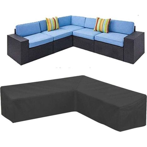 Housse Canapé d'Angle Jardin Imperméable Anti-Poussière Tissu Oxford 210D Dimensions 210 x 270 x 85 x 90 cm-KZQ