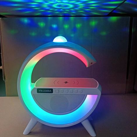 TrAdE Shop Traesio - Lampada Led Caricabatteria Wireless Cassa Forma G Con Proiettore Cielo Stellato - (1/2)