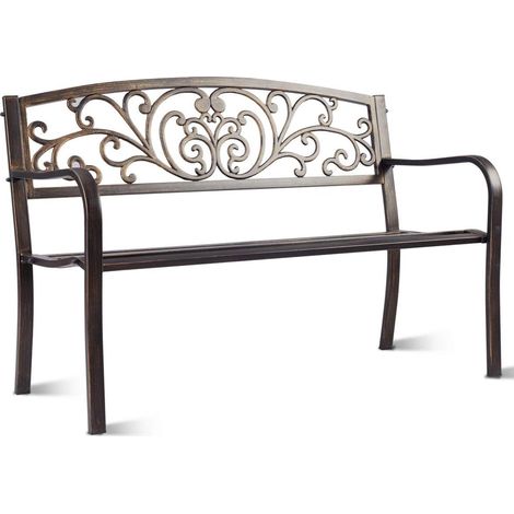 COSTWAY Banco de Jardín de Metal 127x 60 x 85 cm Asiento de Hierro Fundido con Respaldos para Parque Patio (1/5)