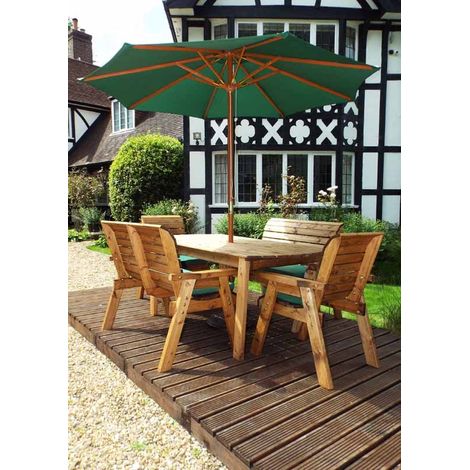 Six Seater Rectangular Table Set with Cushion - W290 x D245 x H98 - Fully Assembled - Green