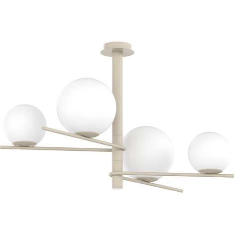 Lampadario Contemporaneo Boomerang Metallo Sabbia Vetro Bianco 4 Luci E27 (1/3)
