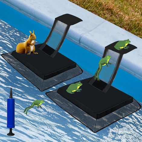 Lot de 2 rampes d'évacuation flottantes pour animaux de piscine, pour sauver les petits animaux dans la piscine, grenouille, canard, tamia, souris tamia, temps d'entretien réduit pour (1/5)