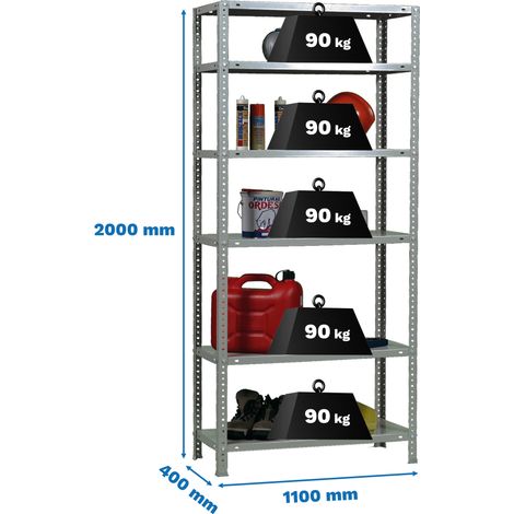 Simonrack Galvanisierte Regal 2000x1100x400 mm 5 Regalböden