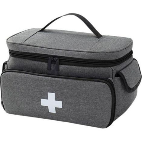 Trousse de premiers secours étanche et vide, grande pharmacie de voyage, sac à médicaments portable avec bandoulière, sac d'urgence pour l'extérieur, la maison et les voyages, gris