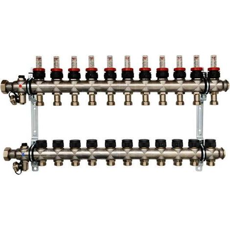 OVENTROP Verteiler Edelstahl 1'' für FBH 11 Kr.,m.Durchflusseinsätzen 0-5 l/min. 1405361