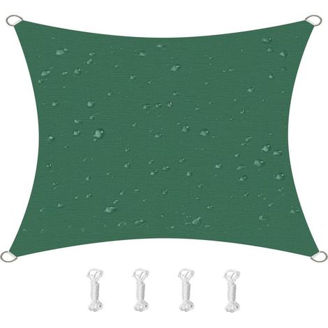 Voile d'ombrage carrée, imperméable, coupe-vent, résistante aux UV, convient pour cour, jardin, terrasse 2x2m vert foncé (1/5)