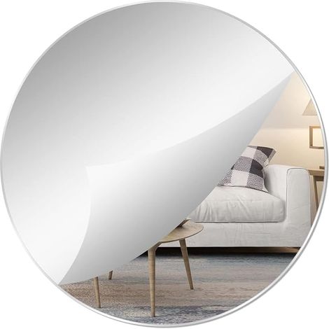 Miroir Rond en Verre 20x20cm Miroir Adhesif Mural Autocollant Petit Decoratif pour Vanité, Salle de Bain, Salon Chambre (1/5)