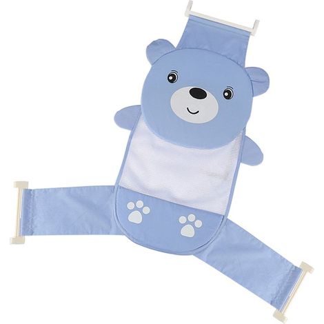 Siège de bain réglable pour nouveau-né avec filet de soutien bleu ours (1/5)