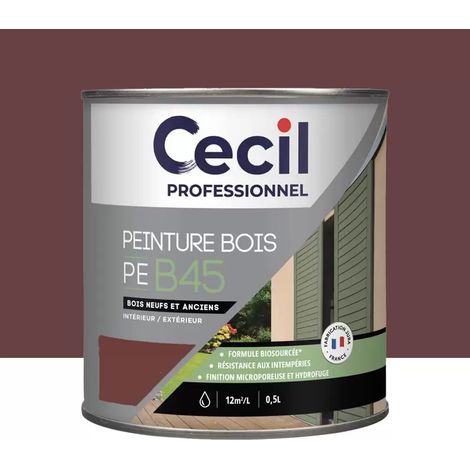 Peinture Bois Acrylique Cécil Professionnel PEB45 Rouge Basque 0,5 L (1/2)