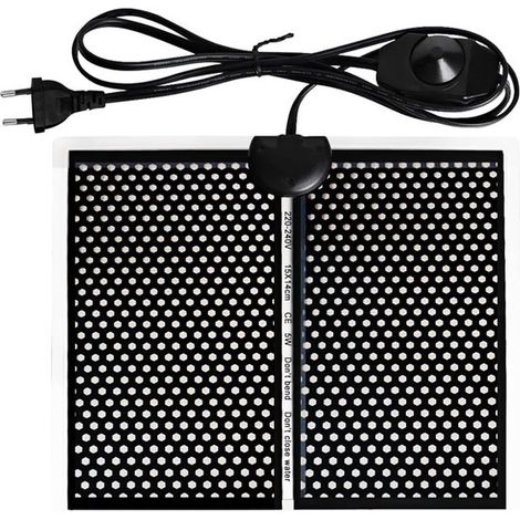 Heizmatte für Tiergehege 15 x 14 cm geeignet für Reptilien wasserdicht einstellbare Temperatur 0-35 Grad Celsius europäischer Standardstecker 5 V 220 (1/2)