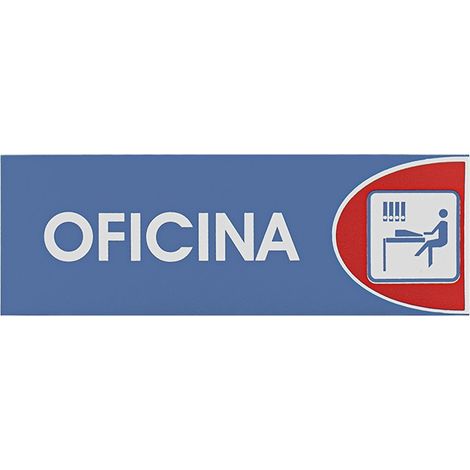 Señal Adhesiva Oficina Plastica 6x18cm Azul Rojo Blanco