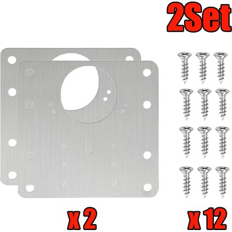 (A-2Sets) Kits de réparation de charnières pour meubles de cuisine : plaques de fixation en acier inoxydable avec vis de montage. (1/5)
