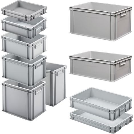 BRB Set mit 10 Eurobehältern in 10 versch. Größen/Höhen, 6x 400x300 / 4x 600x400 mm, grau