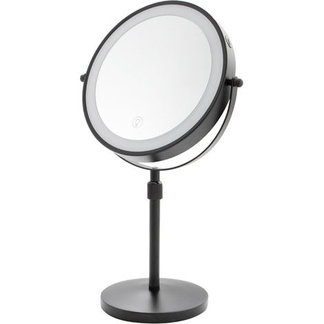 Miroir De Maquillage Led - 20 Cm - Réglable En Hauteur 42-50 Cm - Rotation 360° - Double Face 1x Et 10x - Rechargeable Usb - 1 Pièce (1/5)