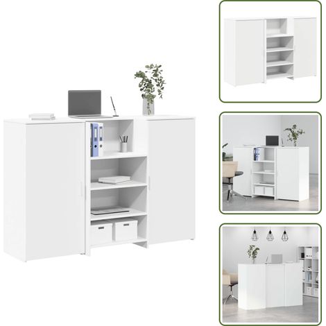 Bureau de réception blanc 155x50x103,5 cm bois d'ingénierie - Bureau D'accueil - Bureaux D'accueil - Comptoir De Réception - Réception (1/5)