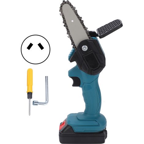 Scie à main Mini 4 pouces Portable Électronique Tronçonneuse à Une Main avec Brosse AC100-240V Bleu Fiche AU (1/5)