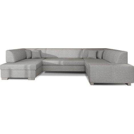 Canapé panoramique convertible HOUSTON en tissu avec coffre de rangement à gauche-Coffre à gauche (1/5)