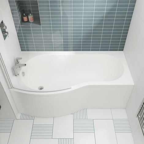 Nuie B-Shaped Shower Bath 1700mm x 735mm/900mm - Left Handed (inc Leg Set)