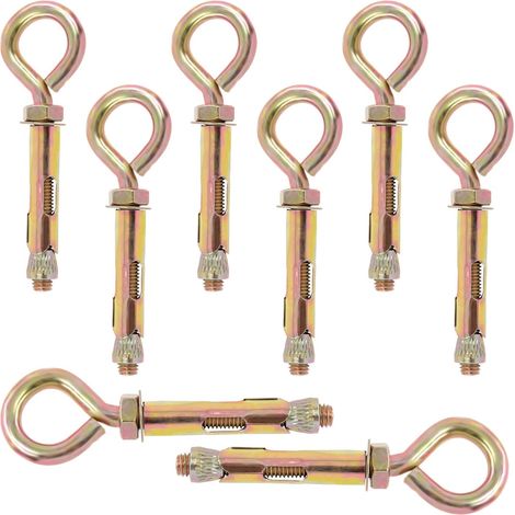 Lot de 8 vis M12 filetées pour mur de brique en béton Crochet d'ancrage fermé Boulons d'expansion robustes avec anneau à œillet Ancrage à manchon (1/5)