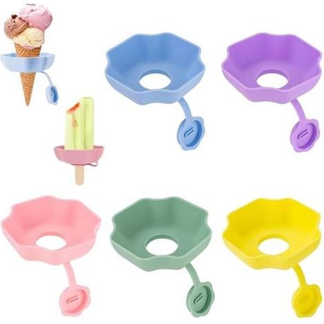 Wiederverwendbarer Silikon-Eistütenhalter, 5er-Set, tropffrei. Tropfschutz für Eis am Stiel, ideal für Zuhause, Pool, Strand, Partys, Grillabende und Picknicks. (1/5)