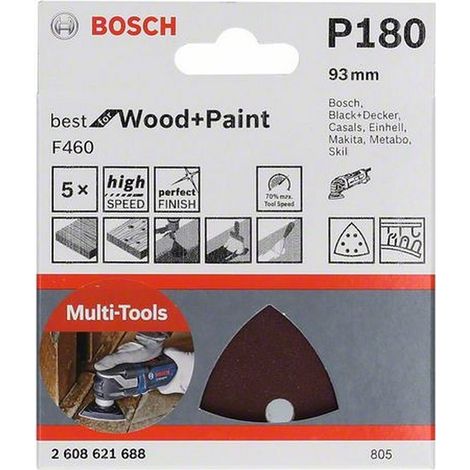 Bosch Accessories 2608621688 Carta abrasiva a delta Dimensione dei grani 180 (L x L) 93 mm x 93 mm 5 pz.