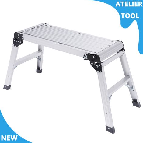 ATELIER Plateforme de travail pliable Tabouret d'échelle de banc alliage d'aluminium 150kg/330lbs Surface antidérapante de charge (1/5)
