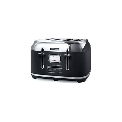 Muse Grille-pain moderne 4 fentes argent acier inoxydable