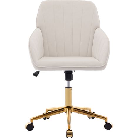 Sedia da ufficio girevole ergonomica regolabile in altezza, bianca (1/5)