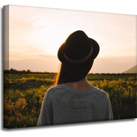Leinwanddruck Natur Frau mit Hut 50x40