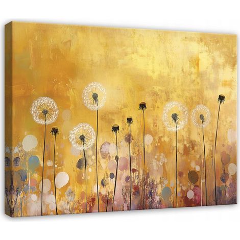 Peinture abstraite champ de fleurs or pour chambre salon sur toile 120x80 (1/3)
