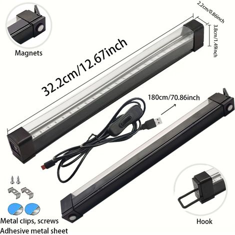 Barre LED UV Noire 10W 1ft, Tube T5 Portatif USB, Lampe Noire pour Peinture Corporelle, Décoration Chambre, Fête, Scène, Affiches Fluorescentes, Halloween, Club (1/5)