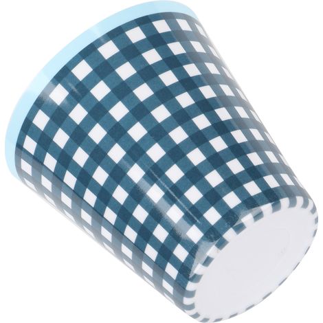 Tasse à eau/café/lait en imitation porcelaine 260 ml, mug pour restaurant/école (grille bleu foncé) (1/5)