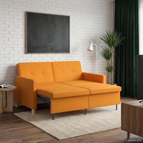 Sofá cama desplegable Amarillo oscuro Tela