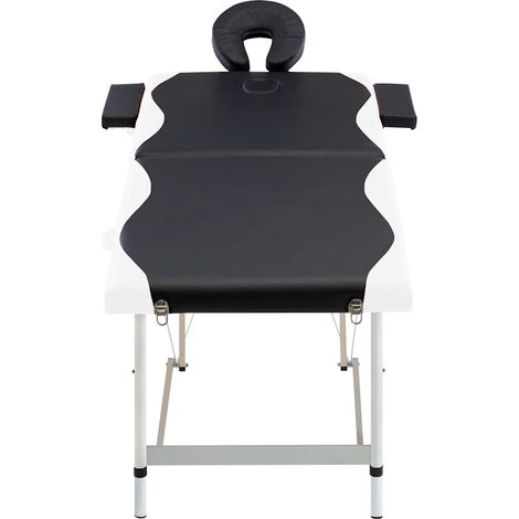 vidaXL Camilla de masaje plegable 2 zonas aluminio negro y blanco (1/2)