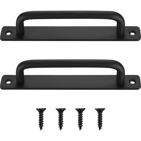 Set of 2 Sliding Door Handles, Black Cabinet Handles with Screws for Wardrobes, Kitchen, Furniture, Garden Gate, Shed Door Handles (1/5)