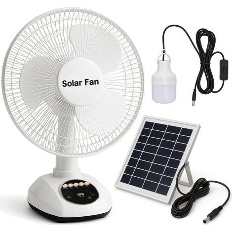 Ventilatore Portatile Solare con LED per Campeggio e Emergenze