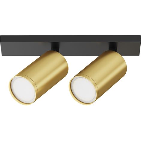 Maytoni Focus S Plafonnier double noir avec abat-jour en laiton GU10