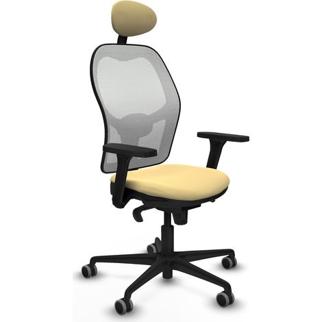 Jorquera sincro malla blanca similpiel crema brazos 3D base nailon cabecero fijo ruedas 65mm engomada (1/5)
