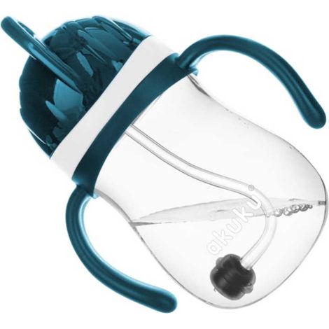 Akuku Wasserflasche mit Strohhalm und Gewicht Blau-Grau (a0166) (1/3)