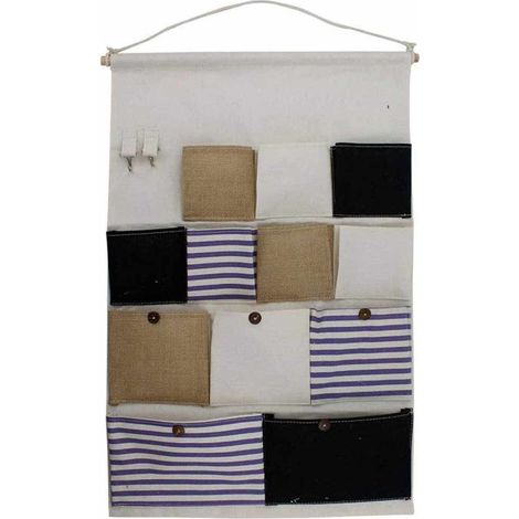 Porta Oggetti da Bagno in Tessuto con Tasche Ganci Organizer Multiuso 12 Tasche