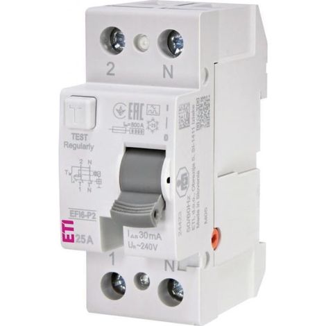 2P 25A 0,03A Fehlerstromschutzschalter Typ A 6kA EFI6-P2 A 25/0,03 002061261