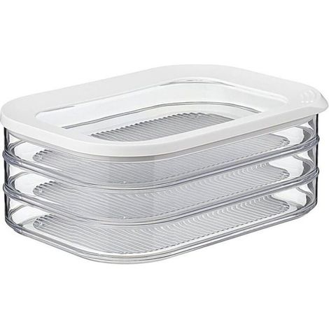 Boîte À Charcuterie - 3 Étages - Transparente - Couvercle Étanche - Fond Ondulé - Passe Au Lave-Vaisselle - Pour Réfrigérateur - 1 Pièce (1/4)