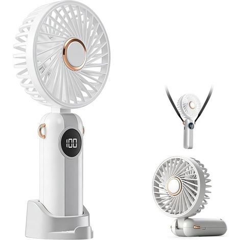 Ventilateur portable rechargeable main 5 vitesses 1200mAh pliable LED mini ventilateur de bureau compact USB voyage extérieur été (1/5)