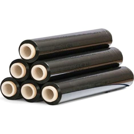 Film Estensibile nero manuale pellicola rotolo 2.4kg 500mm 30 my micron bobina 6 pezzi pallet STI