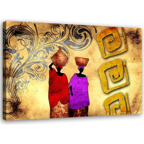 Tableau sur toile Peinture Afrique Femmes colorées 90x60 (1/5)