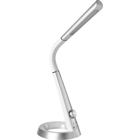 Lampe de Bureau en Matière Synthétique avec 3 Modes CCT Port USB Abat-Jour Réglable Argentée Canopus